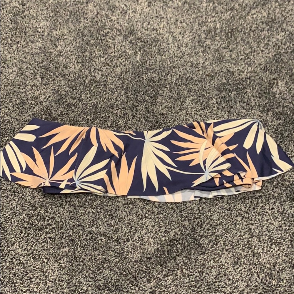 Lspace bandeau bikini top large new navy and peach